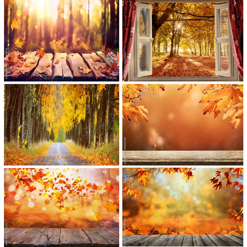 

SHENGYONGBAO Natural Scenery Photography Background Fall Leaves Forest Landscape Photo Backdrops Studio Props QQTT-07