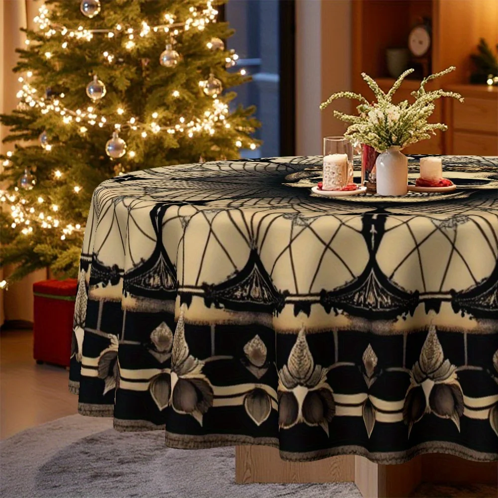 One tablecloth, featuring a skull design inspired by Christmas and All Saints' Day, adorned with garlandszyc