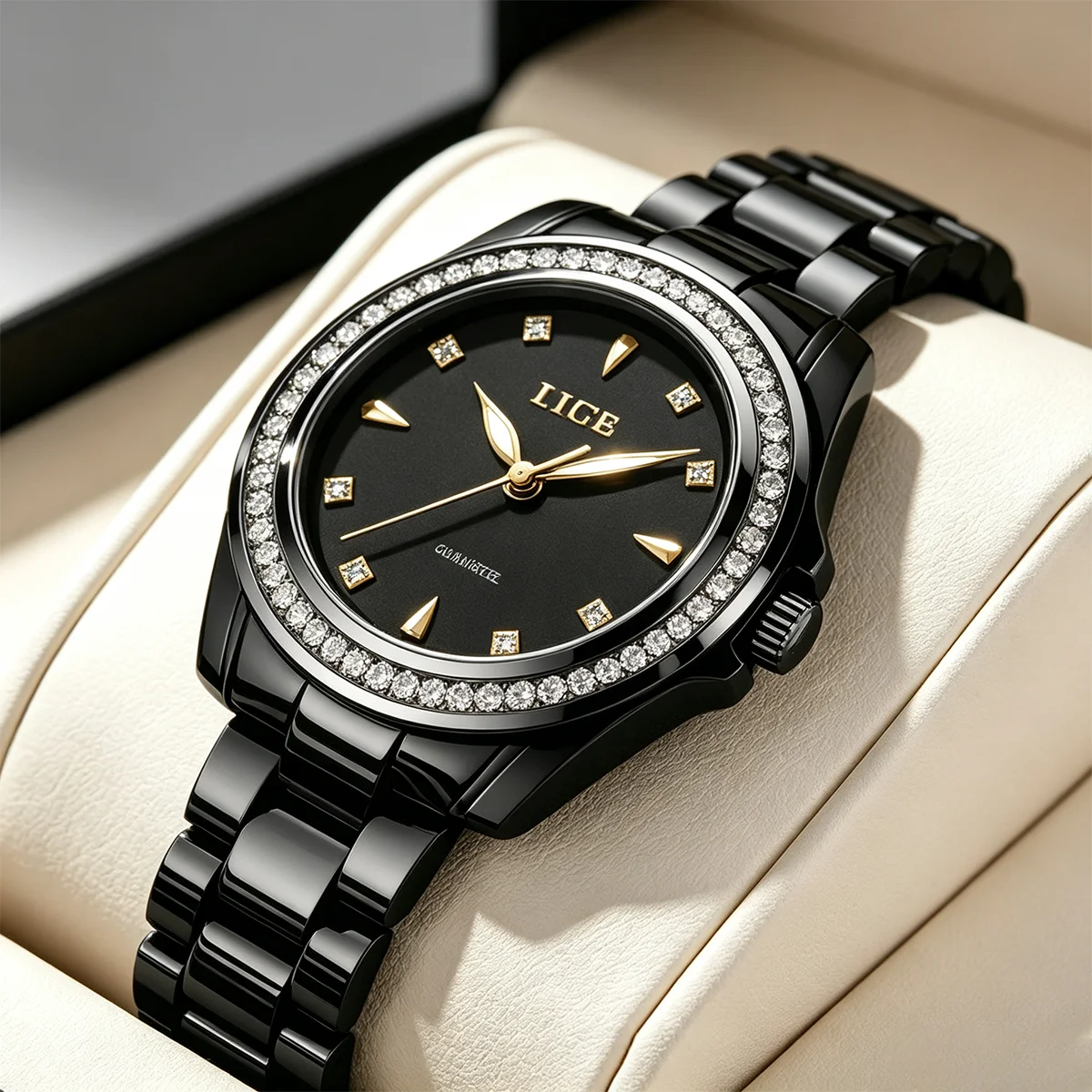 LIGE 2026 Women's Watches Ceramic Elegant Quartz Watch Fashion Waterproof Luminous Clock Women's Wristwatch Montre Femme+BOX