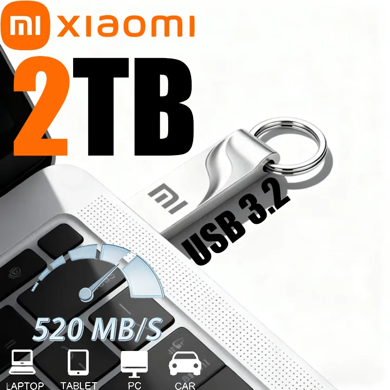 Xiaomi USB3.2 2 تيرا بايت 520 ميجابايت/ثانية محركات أقراص فلاش عالية السرعة محرك القلم المعدني مقاوم للماء ذاكرة سعة كبيرة U القرص عصا القلم محرك جديد