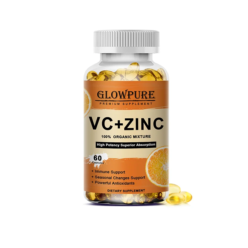 Vitamin C Zinc Capsules for Antioxidant Immune System Metabolism Dietary Natural Health Supplement Non-GMO Vegan Premium Formula