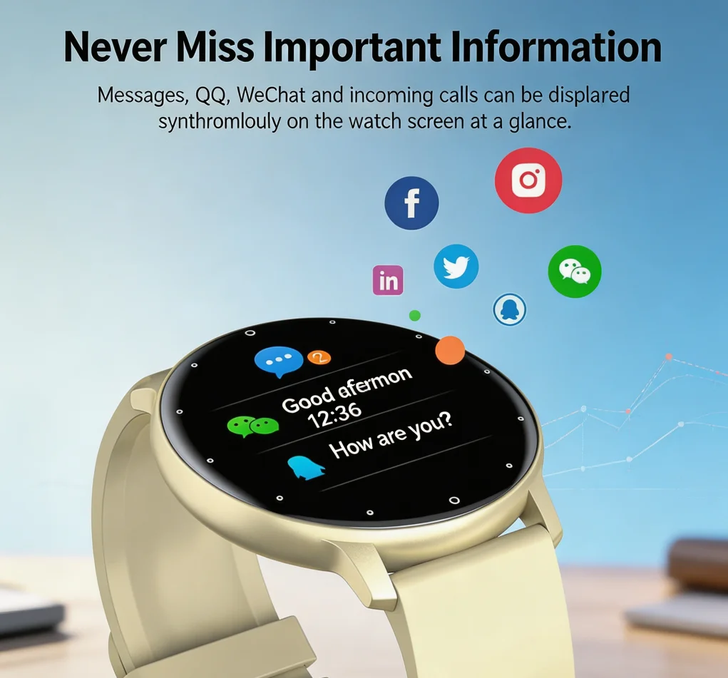 Smart Watch for Men and Women, Sports Watch with Heart Rate and Sleep Monitoring, Bluetooth Call Information Reminder, Multifunctional Sports Bracelet Watch