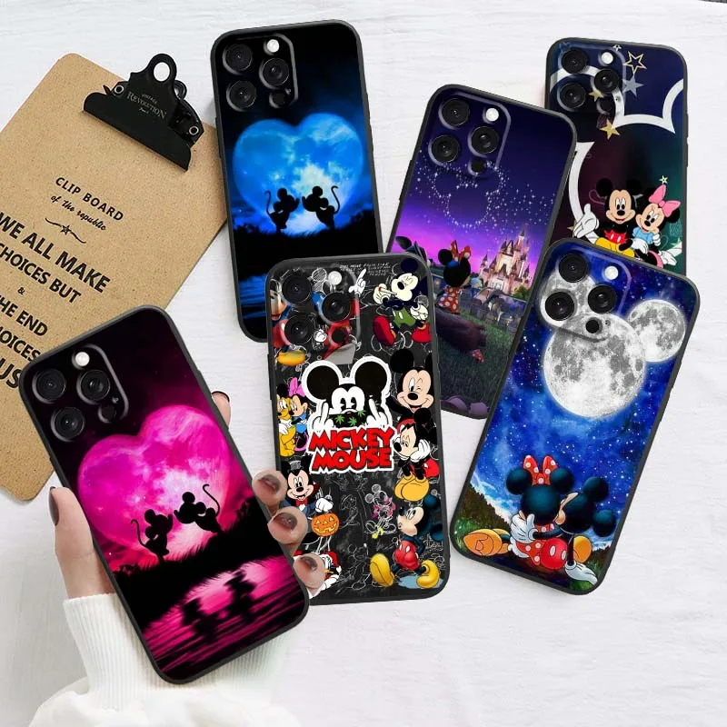 

Disney Mickey Mouse Couple For Apple iPhone 17 16 16E 15 14 13 12 11 Air Pro Max Plus Black Soft Silicone Cover Phone Case