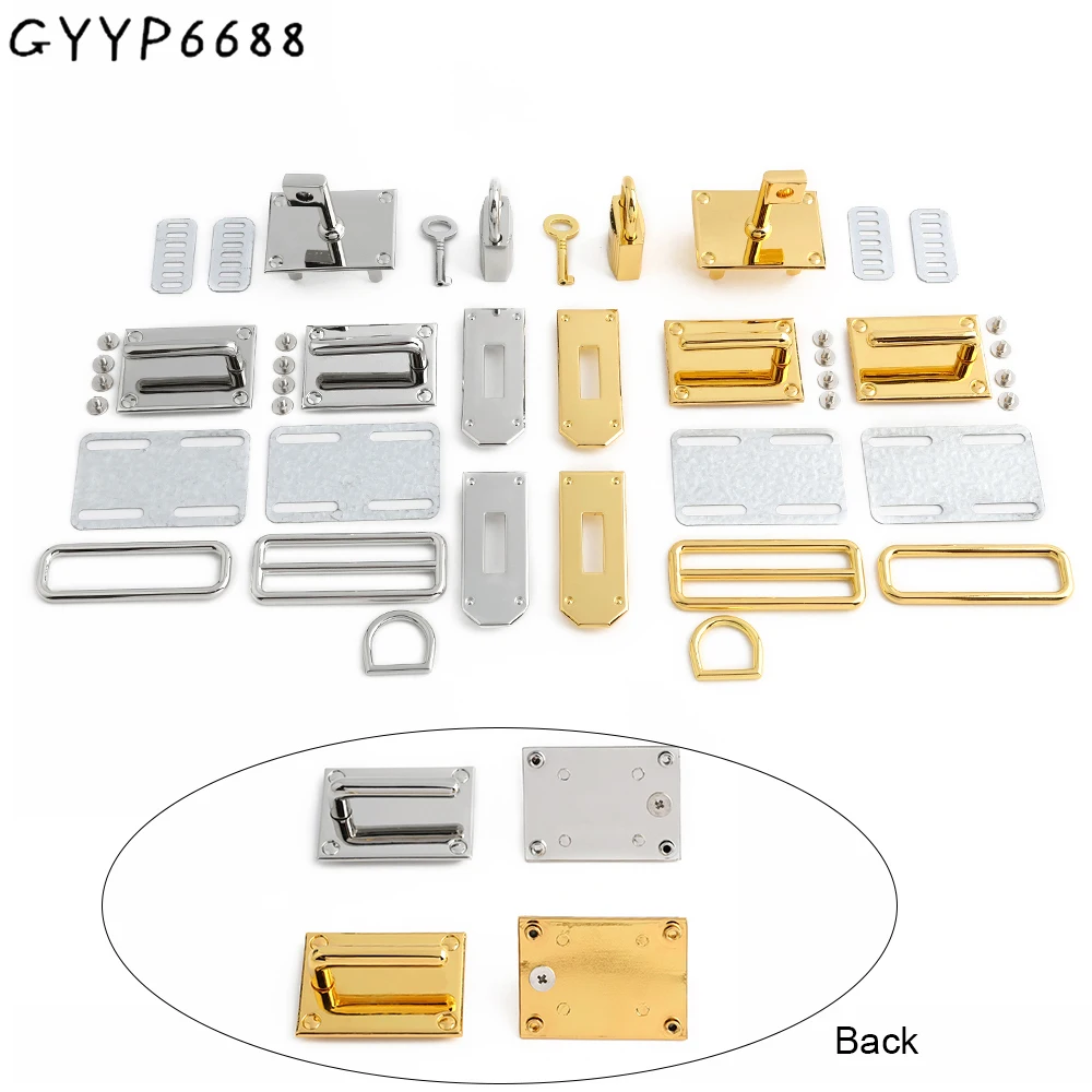 1/4/10Sets Metal Set Locks Arch Bridge Square Rotating Lock Seat Board Arrow Buckle For Shoulder Handbag Chest Bags Accessories