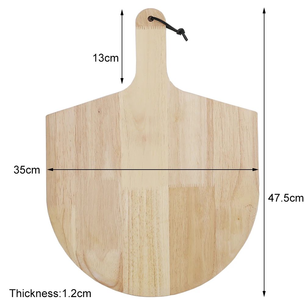 PizzAtHome 14 inch Wood Pizza Peel Pizza Paddle Cutting Board with Handle Baking Bread Cutting Fruit Vegetables Cheese