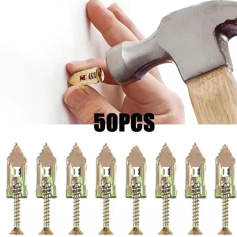 50 pçs parafuso de madeira resistente & kit de âncora de drywall parafusos de expansão auto-perfurantes para placa de gesso cavidade plugues ferramentas de fixação de parede