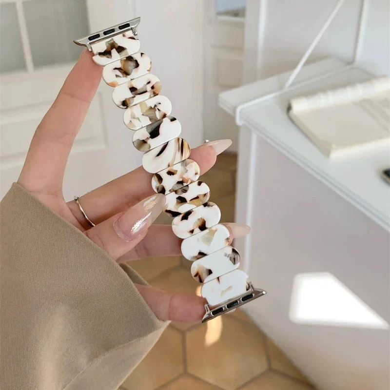 Pasek z żywicy do paska Apple Watch 41 mm 40 mm 44 mm 42 46 mm 45 mm 49 mm Damski elastyczny pasek do zegarka iWatch serii 10/9/8/6/5/se/4/Ultra