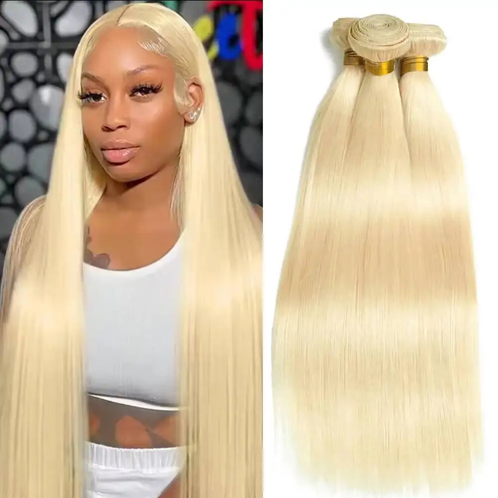 

30, 40 дюймов, 613, светлый цвет, прямые пучки человеческих волос, бразильские необработанные 100% человеческие волосы, 3-4 шт., наращивание волос