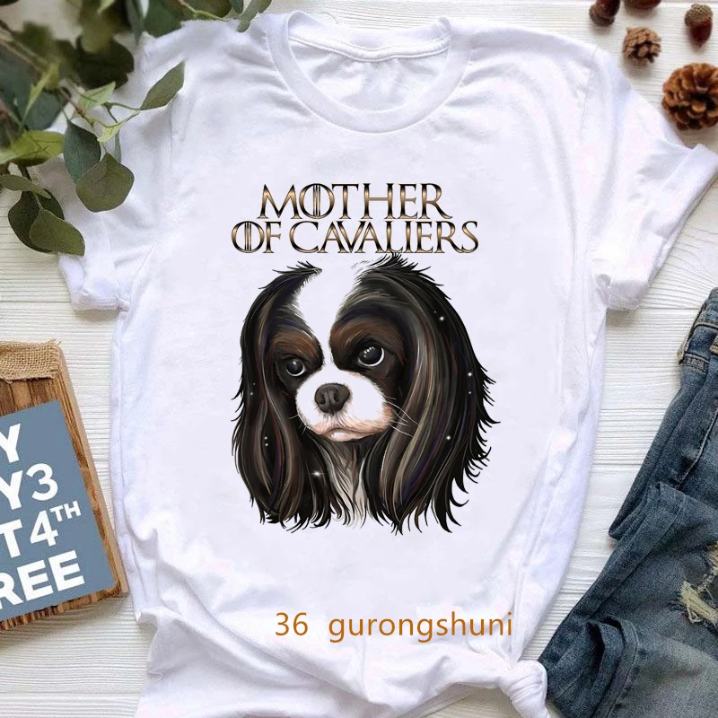 Fashion Kawaii Funny Cavalier King Charles spaniel mom print tshirt femme graphic tees women dog lover gift female t-shirts