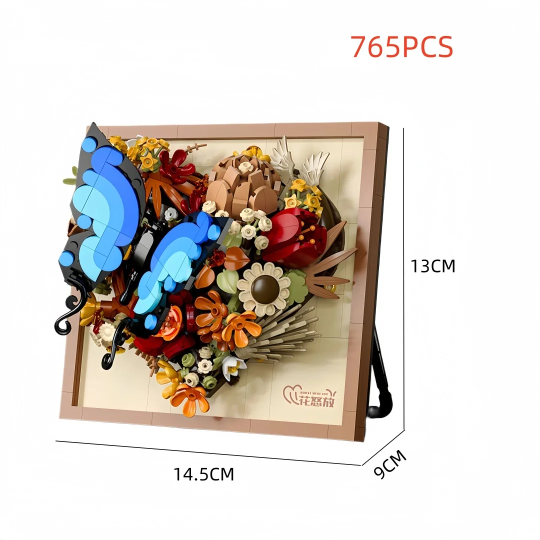 WIST GEBOUWD Innovatieve Bouwsteen Bloem 3D Fotolijst Ornament-Ideaal DIY Decor, Cadeau voor Meisje, Muur Hangend & Educatief Speelgoed