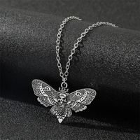 New Death Moth Necklace Retro Pendant Skull Gothic Butterfly Sweater Chain Hip Hop Female Male Jewelry Halloween Accessories