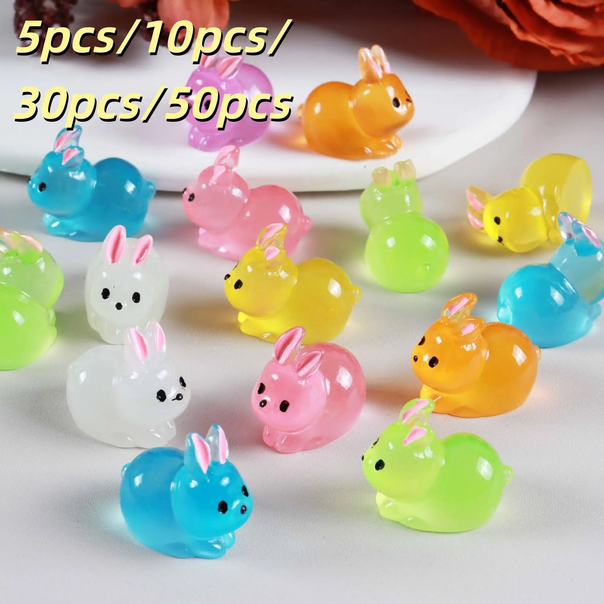 5pcs 10pcs 30pcs 50pcs Night Light Fat Rabbit, Night Light Rabbit Ornament, 3D DIY Decoration Accessories Mini Small Ornament