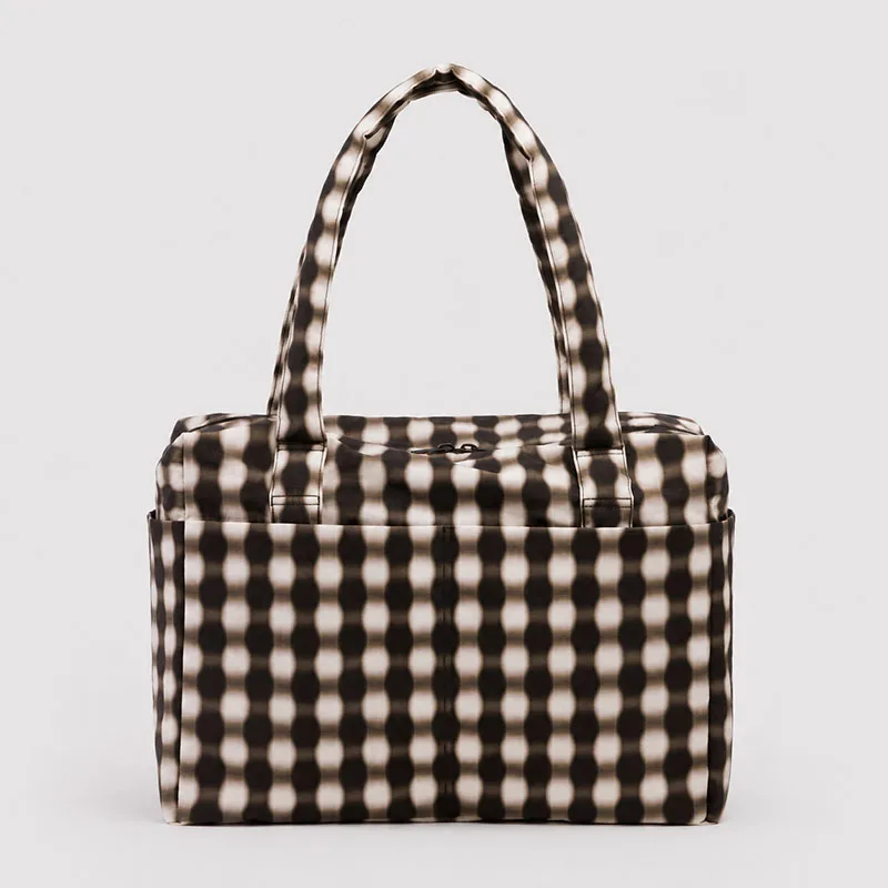 NEW Polka Dot Plaid Round Dome Shoulder Bag Women Retro Pillow leopard print Handbag Casual Commuter Nylon Tote Bag