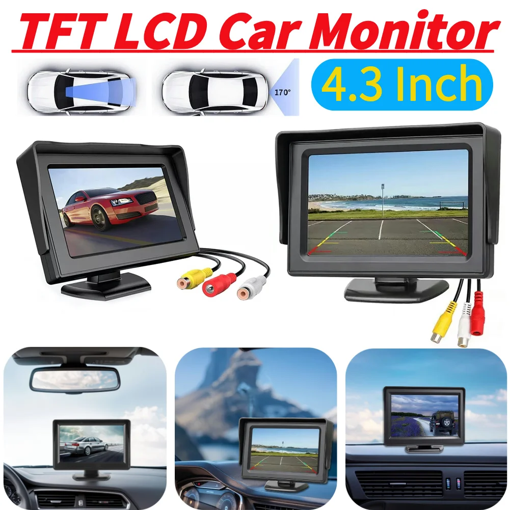 

4.3 Inch TFT LCD Car Reverse Monitor Easy Install with 2 Way AV Input HD Digital Color Car Monitor for Parking Backup Reverse