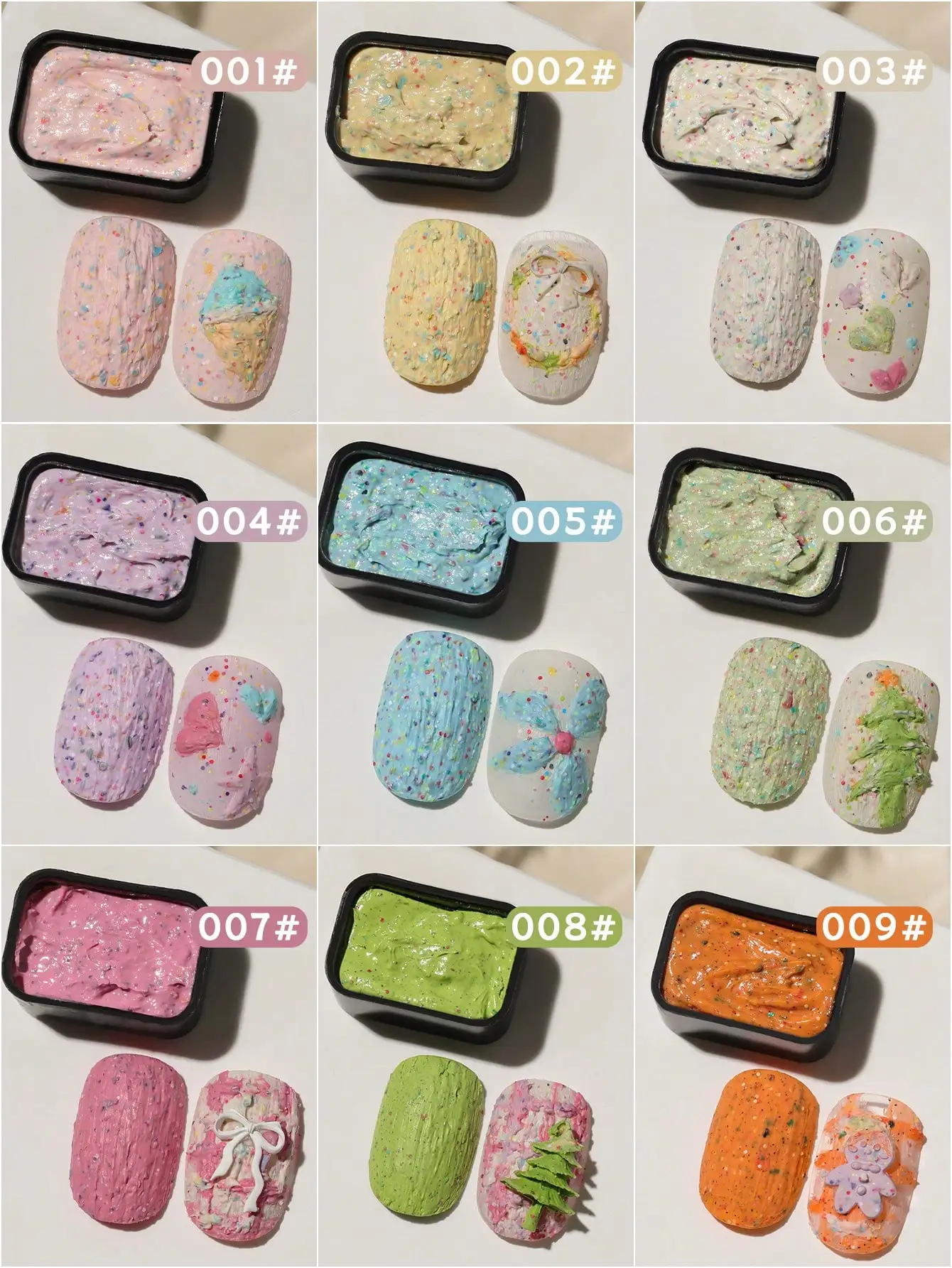 مجموعة طلاء أظافر جلية مكونة من 9 ألوان لحفلات غروب الشمس، تدوم طويلاً، غير قابلة للغسل لتصاميم الإغاثة ثلاثية الأبعاد - Luo Ri Yin Yue Hui #6