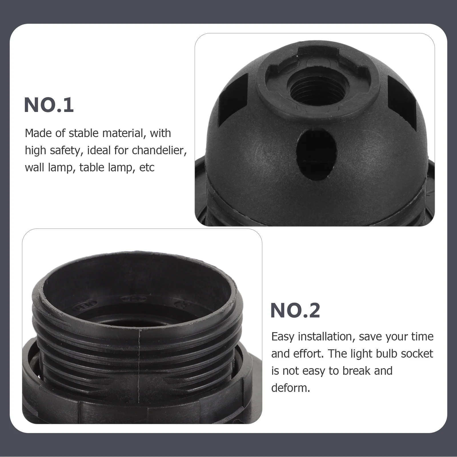 6 Pcs E27 Lamp Holder Black Screw Base Light Socket Parts for Chandelier Wall Table Lamp Home Office Bookstore Restaurant Safe