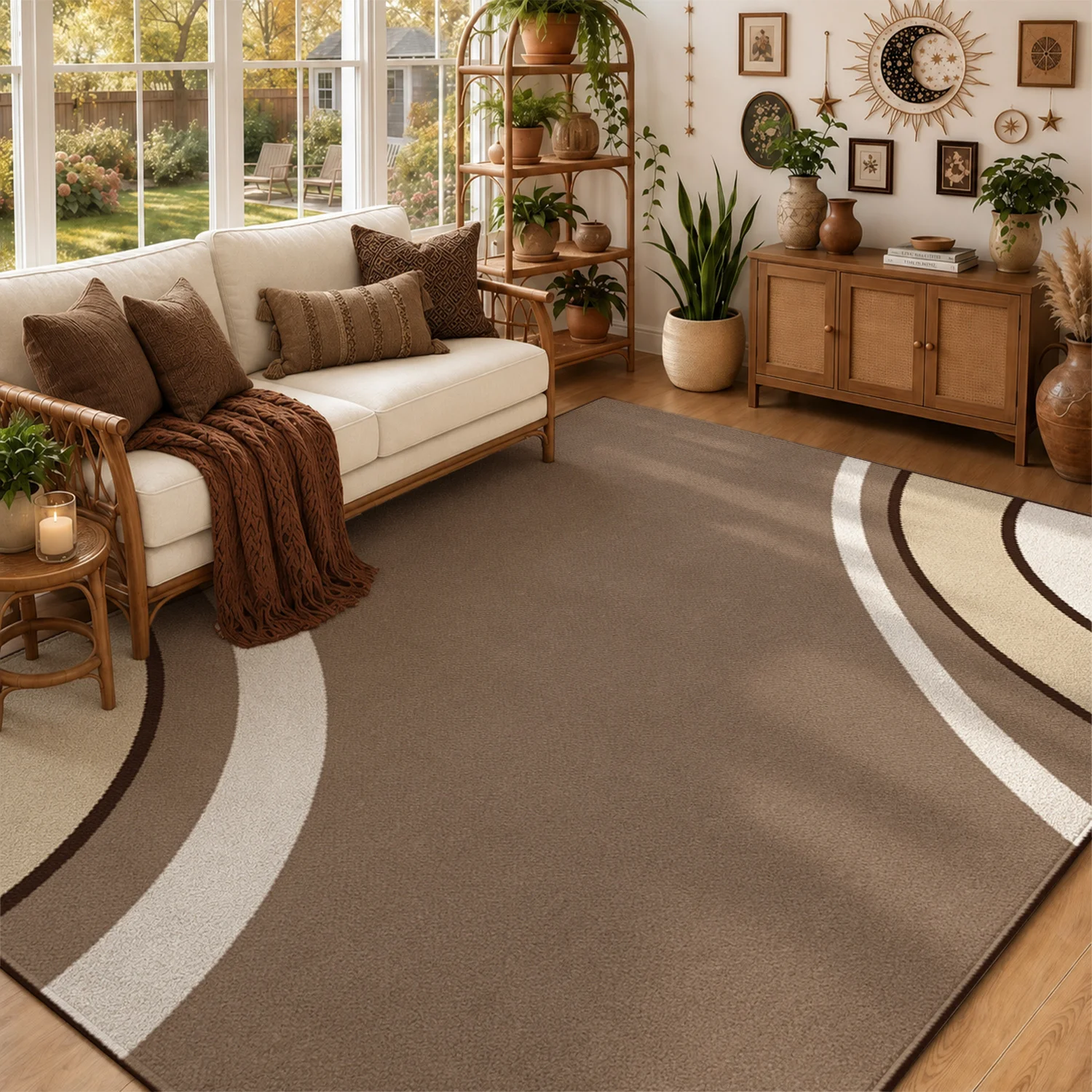 Abstract Curved Arc Pattern Velvet Area Rug, Machine Washable Soft Floor Mat, Suitable for Living Room, Bedroom, Entryway, Perfect for Halloween, Thanksgiving, Black Friday, Christmas, New Year Home Decor