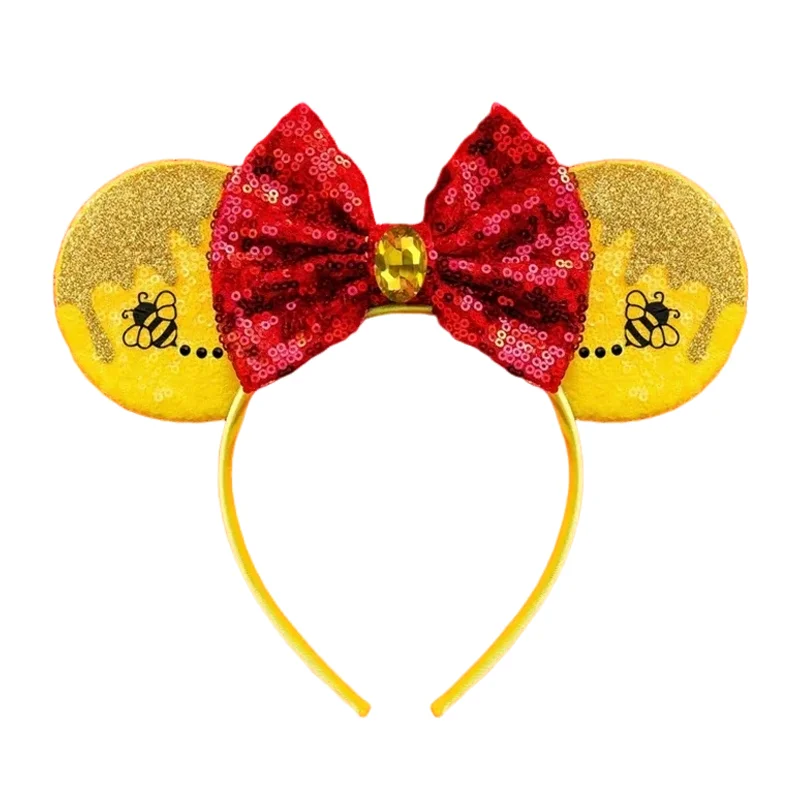 2023 Disney Castle Fireworks Mickey Ear Headband Sequins Bow Girl Cosplay Hairband Adult/Kid Party Gift Children Hair Accessorie