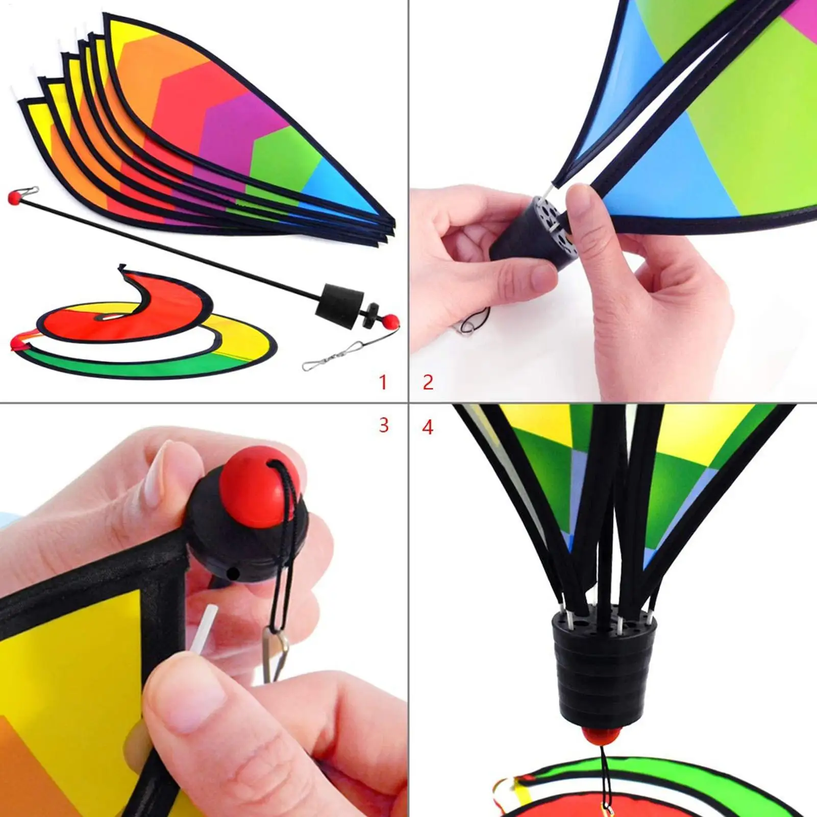 110cm Rainbow Sequin Hot Air Balloon Wind Spinner, Rotating Garden Windmill Decor, Outdoor Yard Balcony Ornament for Home Patio