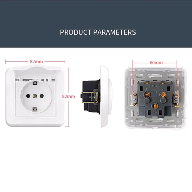 Type 80 Korean European-German French 16A Socket Switch 82mm*82mm Hole Distance 60mm110VAC 220VAC Flame Retardant With USB TypeC