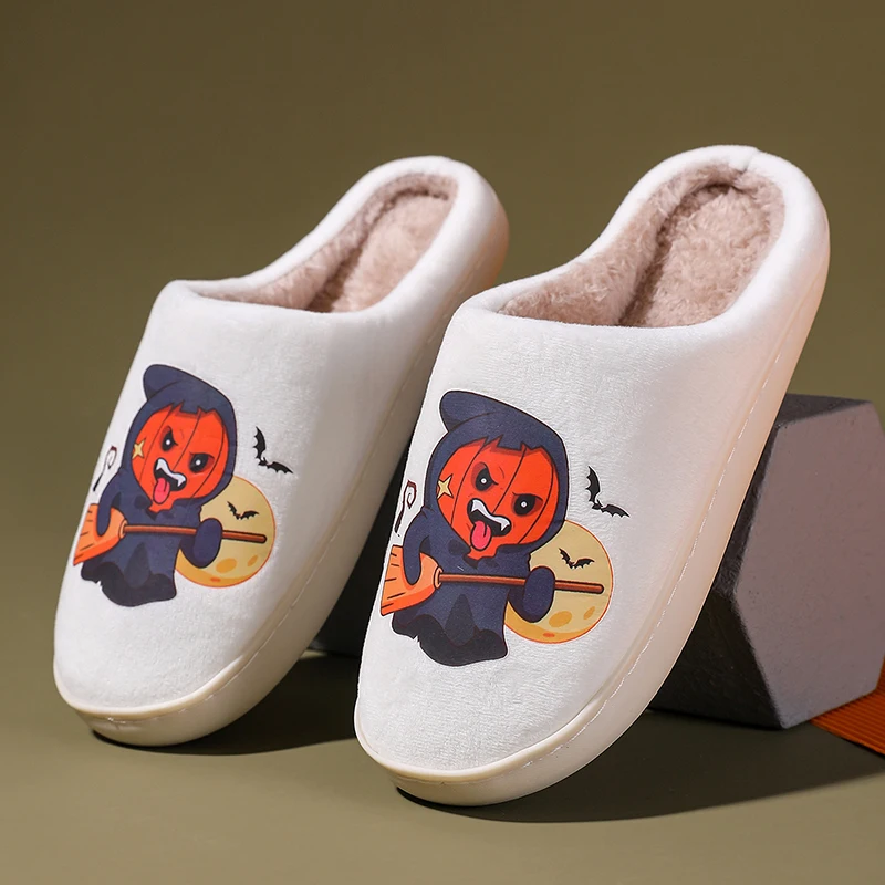 Halloween Elements Winter Home Cotton Slippers Funning Pattern Short Plush Warm Couple Cotton Shoes Casual Shoes