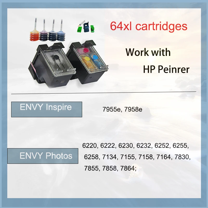 Vilaxh 64 XL 64XL Remanufactured Ink Cartridge For HP64 for HP ENVY Photo 6200 6220 6222 7100 7120 7800 Inspire 7950e Printer