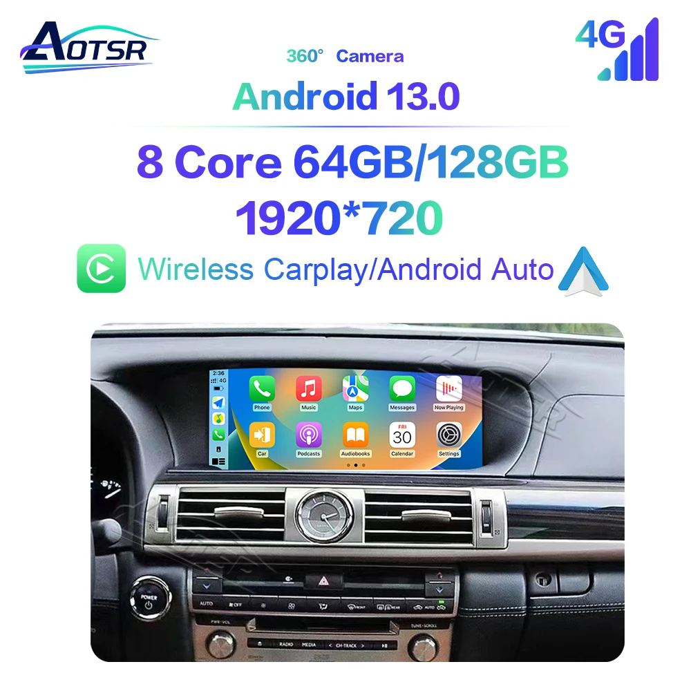 

12,3 ''668S Android 13 для Lexus LS400 2013-2016 сенсорный экран автомобиля навигация Apple Carplay автомобильное радио музыкальный мультимедийный плеер