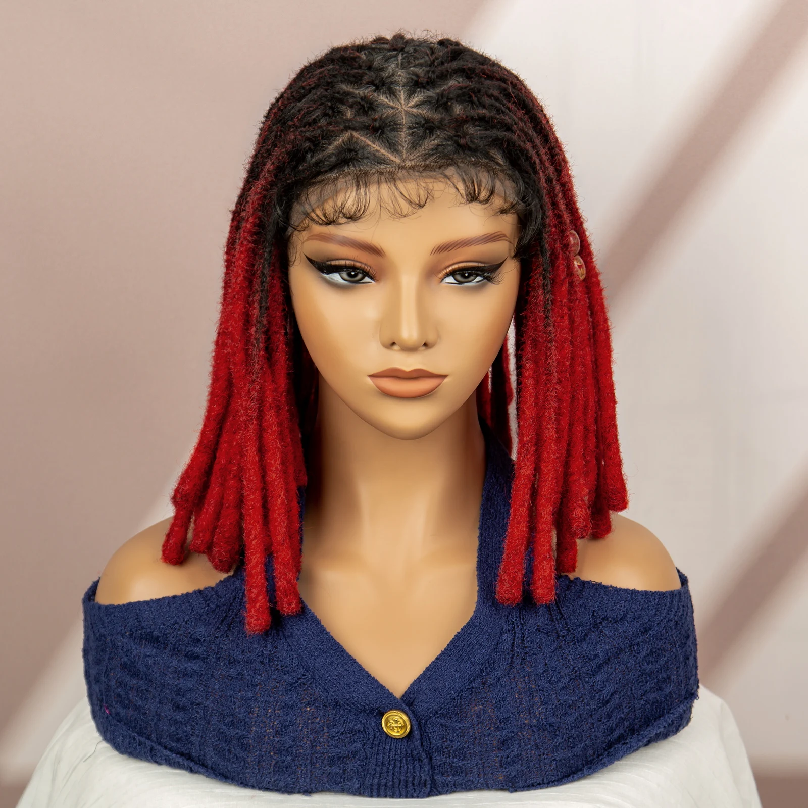 Korte Gevlochten Pruiken Synthetische Lace Front Pruiken Box Braid Pruik Volledige Kant Pruik Vlechten Haar Pruik Dreadlock Pruiken Afro Baby Haar Pruiken