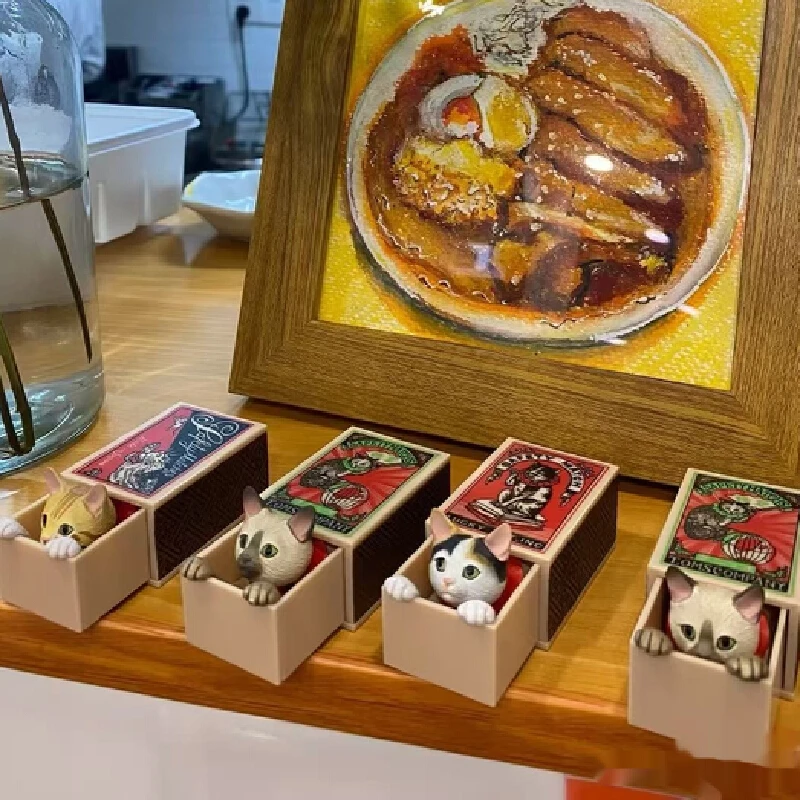 

Hide And Seek Safety Match Box Cats Blind Box Cute Pvc Anime Action Figure Creative Toy Desktop Decoration Christmas Gifts