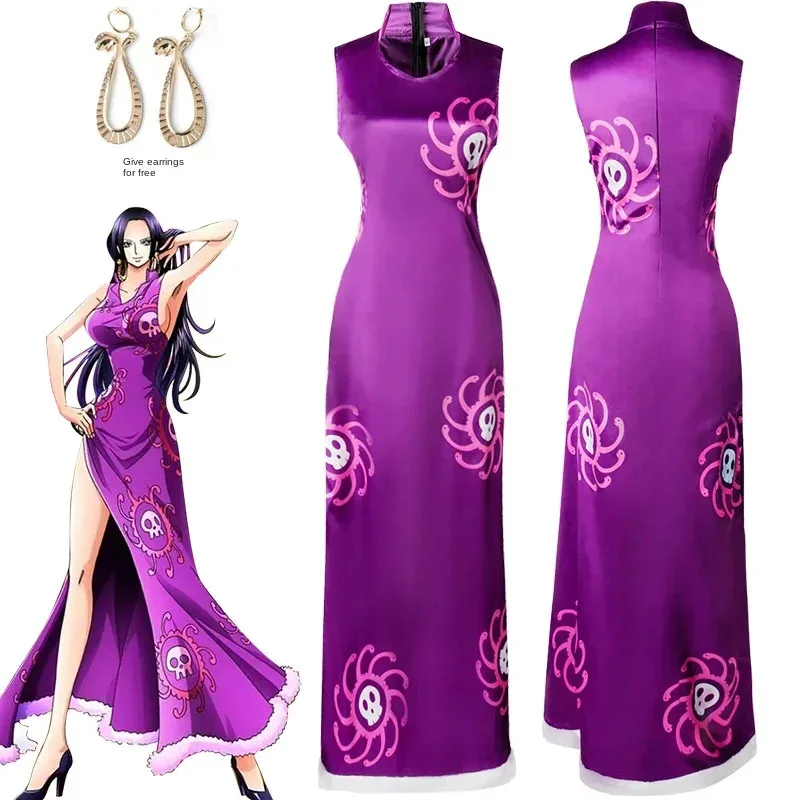 Anime Seven Warlords of The Sea Boa Hancock Empire Snake Cosplay Costume Halloween Purple Dress for Sexy Woman Suit Wig