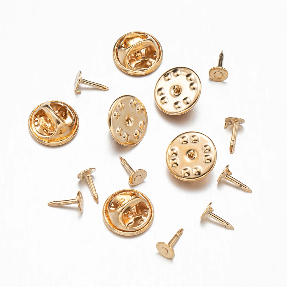 1Pack Gold Rhodium Metal Nail Tie Tack Pin Clutch Butterfly Clasp Brooch Base for Women DIY Jewelry Decoration Making Supplies