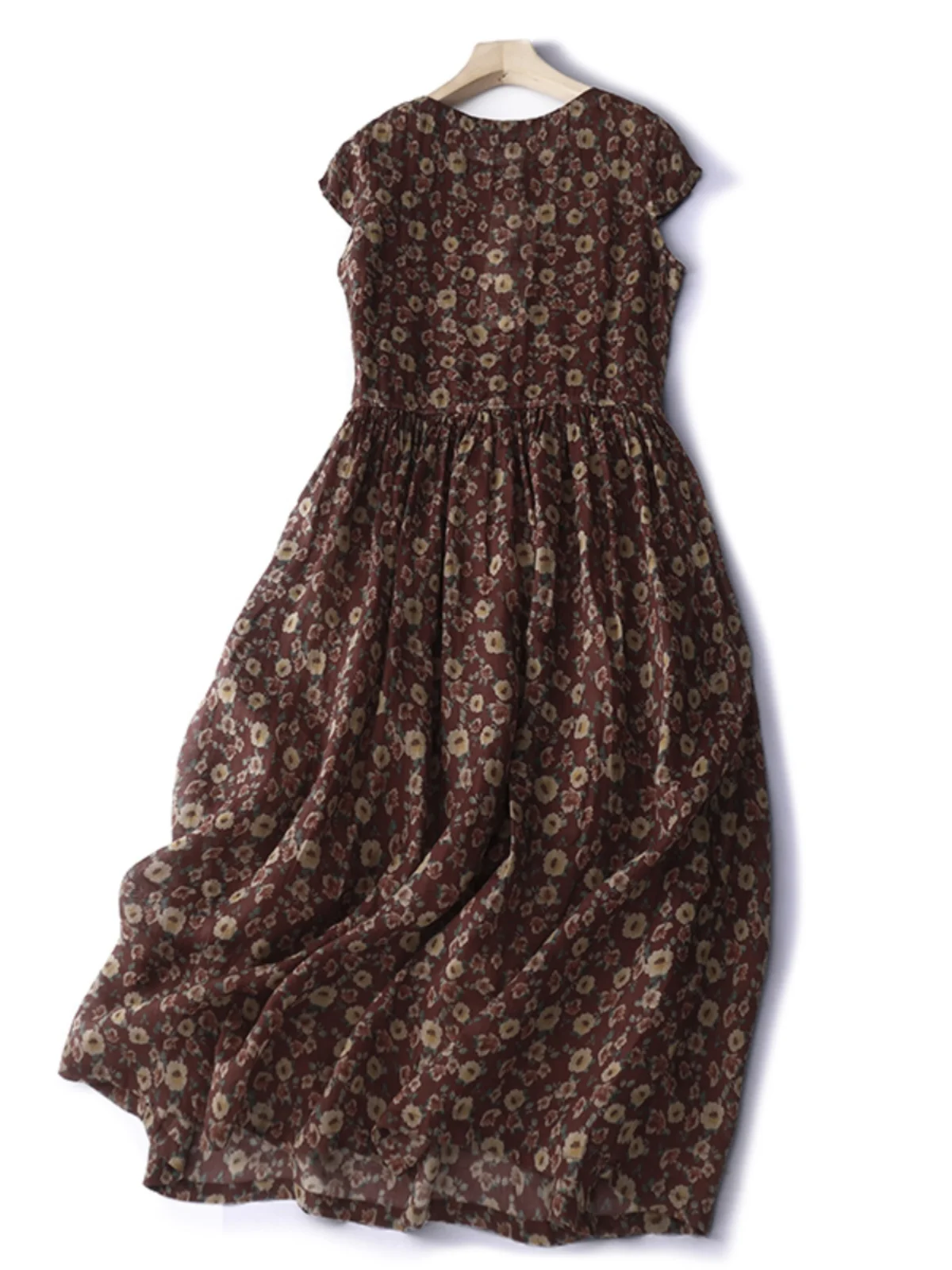 العلامة التجارية الجديدة القطن لين دكتور مع الخصر Cinching كبير سوينغ ريترو طباعة ألف خط ميدي تنورة للنساء موسم الصيف الجولة Ne #4