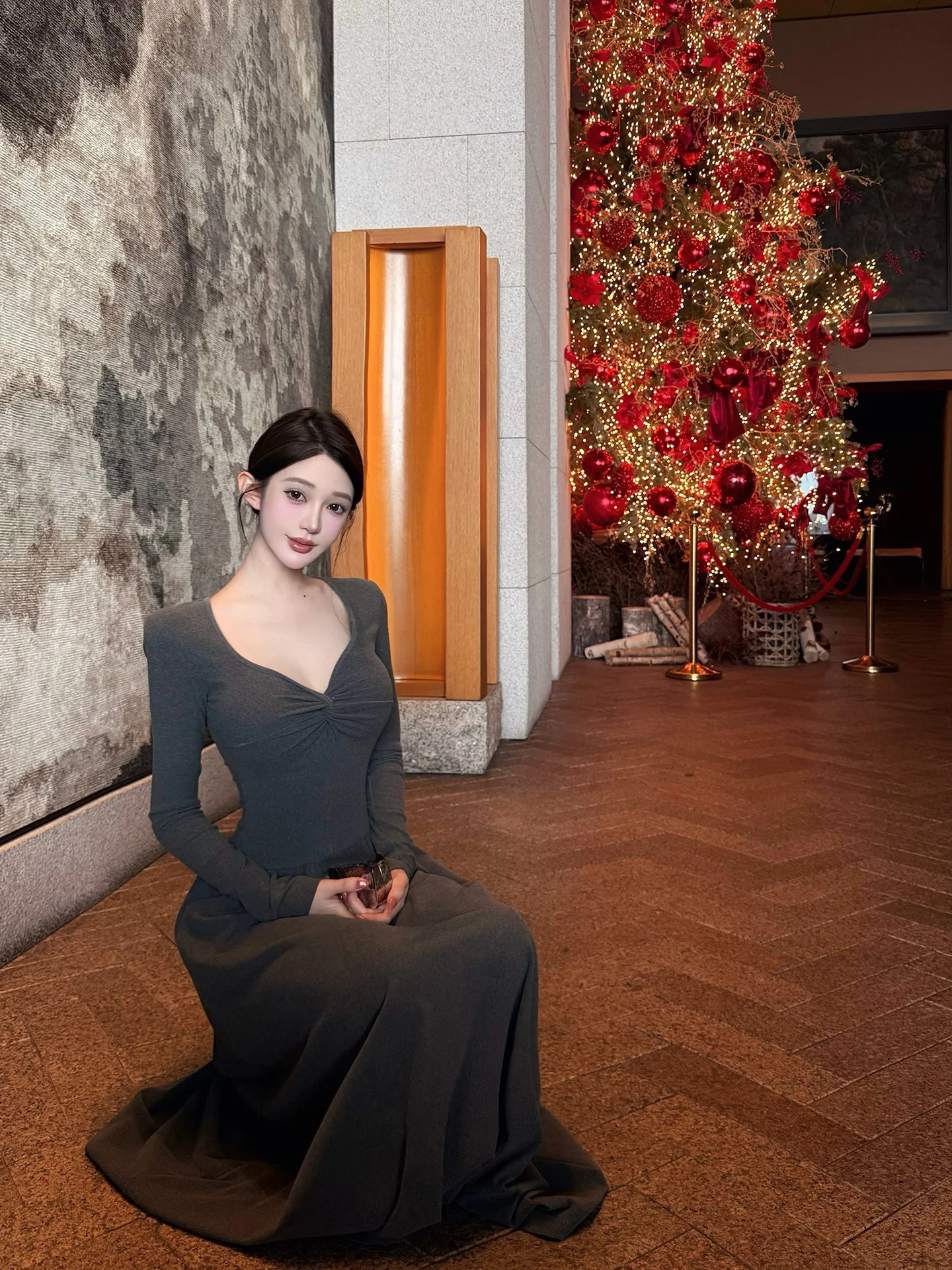 

Chill er Evening Gentle Swan Deep V Ne Pleated Waist Long Sve Knitted Dr Sexy Pure Desire Long Dr