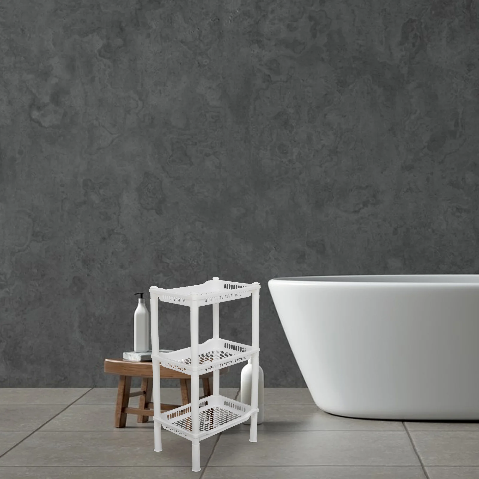 

3-Tier Bathroom Organizer Plastic Shelf Countertop Storage Rack Holder Kitchen Spice Rack Desktop Storage Stand