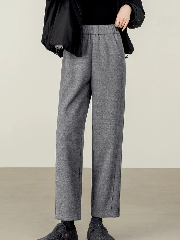 

SENTUBILA Women's Elastic Waisted Pencil Pants Autumn 2025 Commuting Pear Shape Design Wool Blend Slacks Trousers 153KK0186