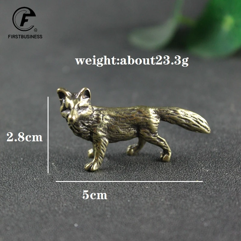 Solid Brass Fox Figurines Miniatures Desk Ornaments Tea Pet Crafts Retro Small Animal Statue Children Toy Gifts Home Decorations