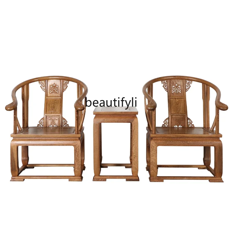 

Mahogany furniture chicken wing wood three-piece set Chinese armchair palace chair solid wood