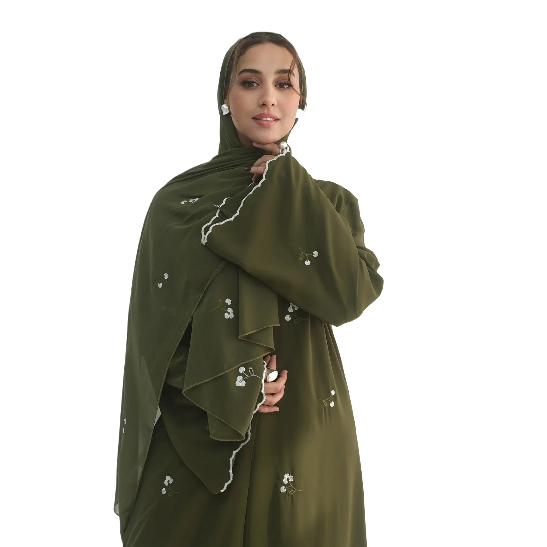 

2026 New Embroidered Abaya Flower Robe in Stock for Daily Dressing