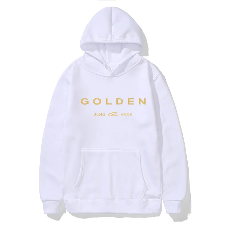 JungKook Golden felpa con cappuccio donna estetica in piedi accanto a te felpe con cappuccio Album Unisex lettera stampa pullover dorati felpe corea