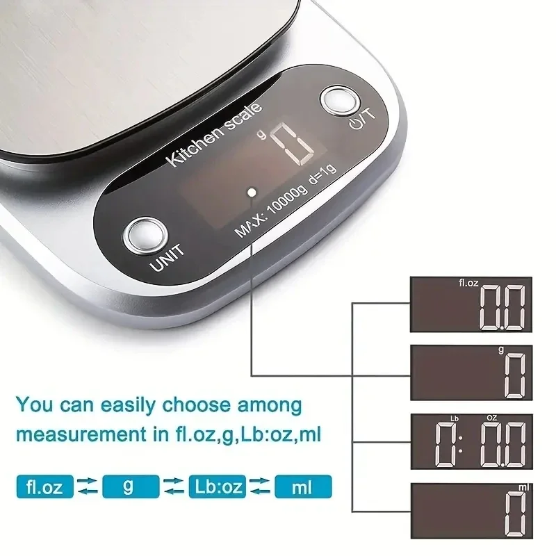 1pc Accurate Digital Kitchen Scale for Cooking and Baking - 22lb Capacity in Grams and Ounces Perfect for Coffee Meat and More