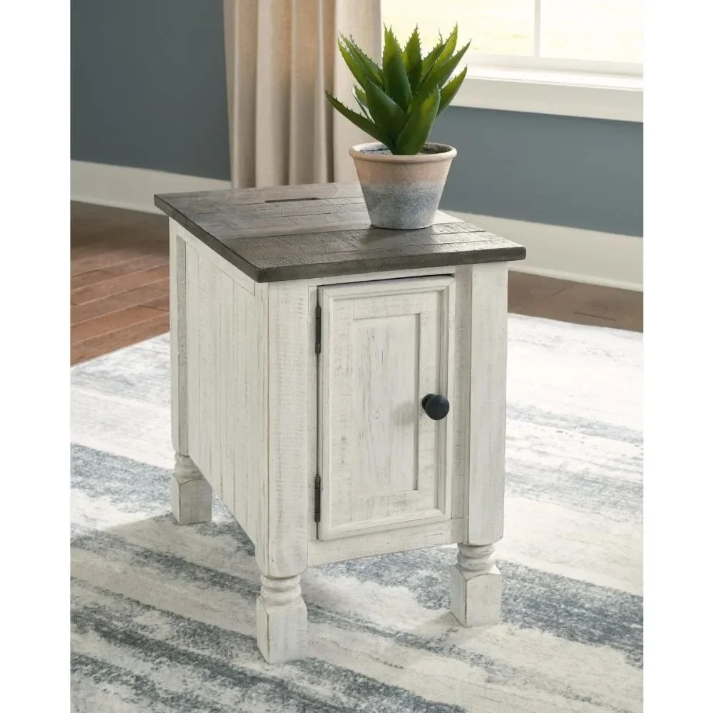 by Ashley Havalance French Country Chair Side End Table, White & Gray