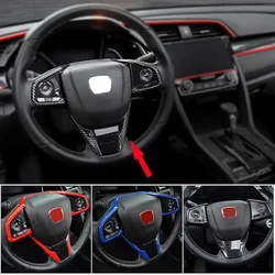 3PCS Carbon Fiber Style Car Steering Wheel Frame Cover Trim Stickers For Honda Civic 10th 2016 2017 2018 Interior Accessories