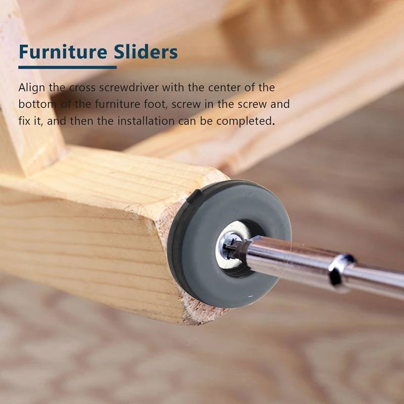 48Pcs Furniture Gliders PTFE Easy Moving Sliders with Screw Floor Protector for Tiled Hardwood Floors(25Mm Round)