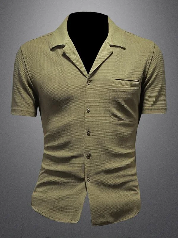 

Ice Silk Cuban Collar ort Sve irt Men's Summer New Sle Briti Preppy f Sve Dr irt Busin Casual