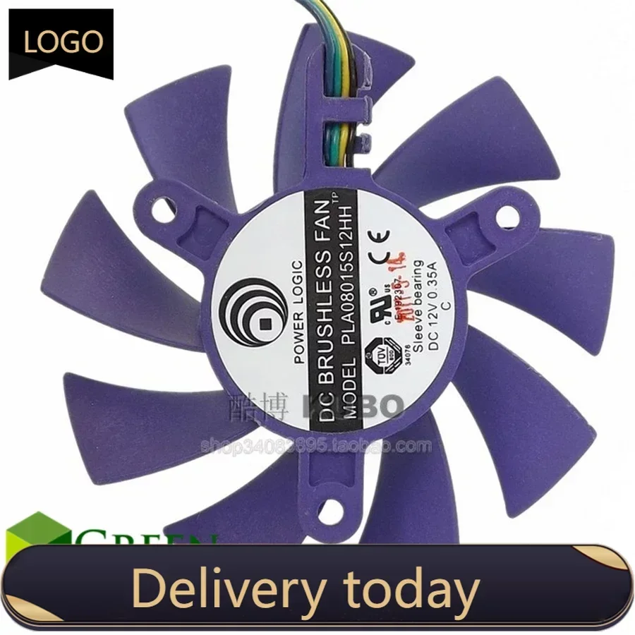 pa POWER LOGIC PLA08015S12HH 75mm Diameter 42mm Hole pitch For Colorful  GT240 430 630 9800 9600 Graphics Card Fan 4PIN PWM