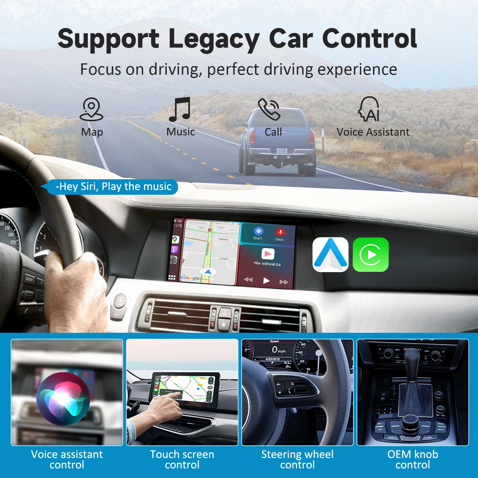 Leranda bezprzewodowy klucz samochodowy Carplay dla APPLE IOS Auto AI Box samochodowy odtwarzacz multimedialny Mirrorlink Bluetooth Auto Connect