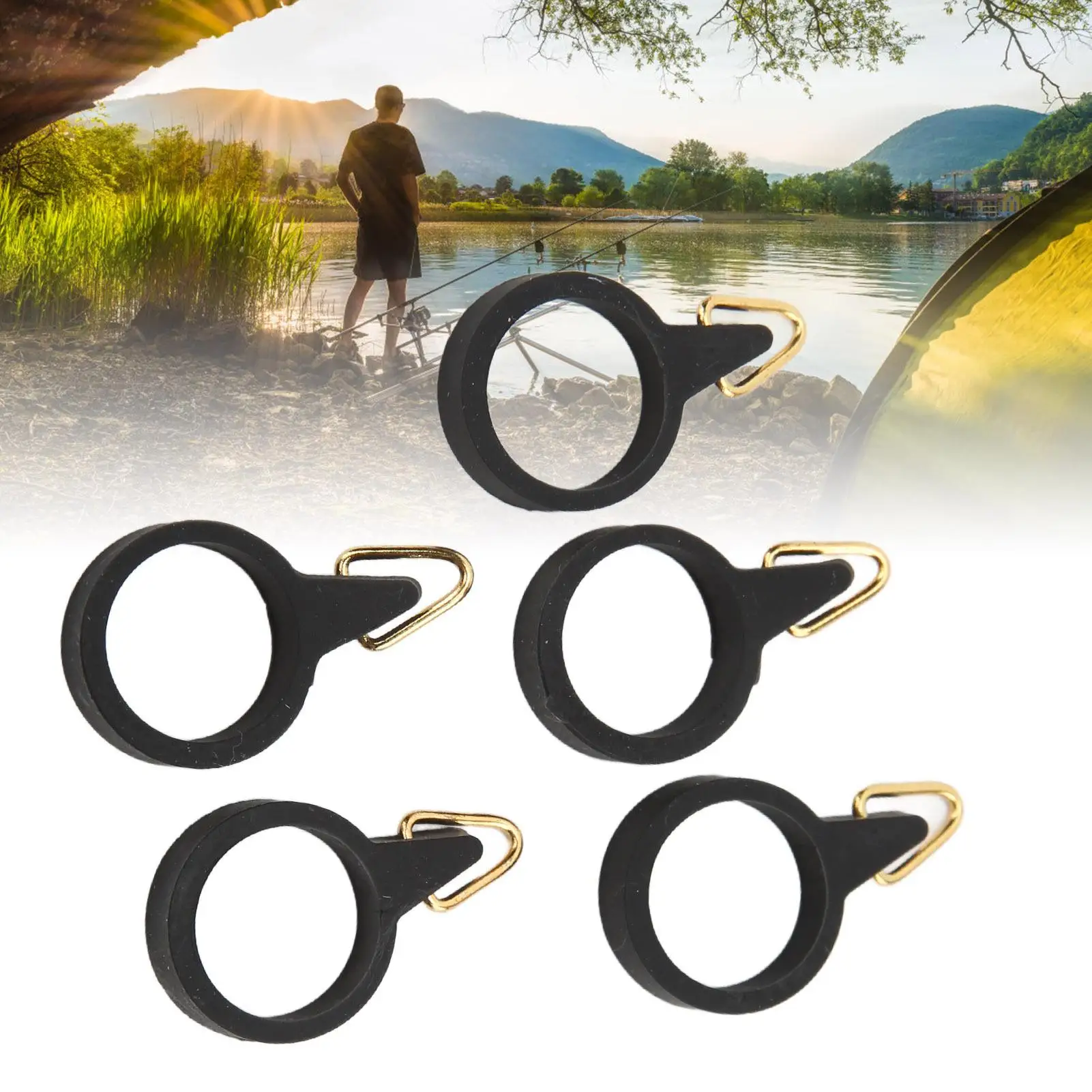 5pcs Stainless Steel Fishing Rod Hook Holders - Rubber Circle Pole Keeper for bait Tool