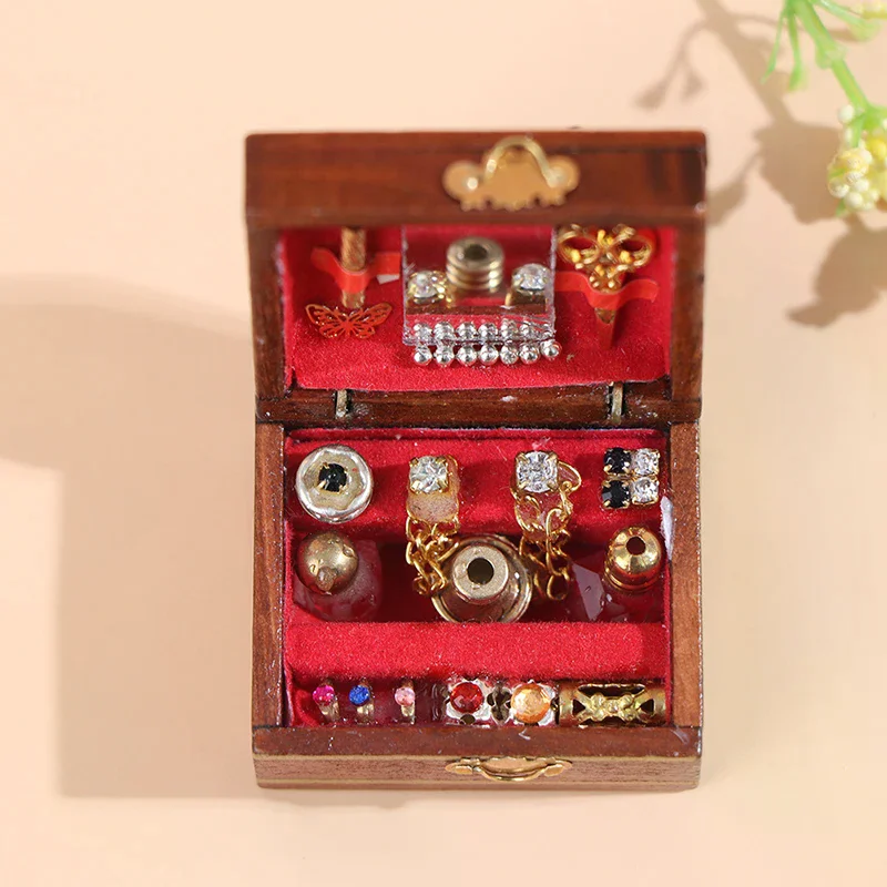 1pc Model Dollhouse Miniatures Mini Jewelry Box Children Diy Doll Perfect Gift For Kids Safe For Children Fun Play Toy