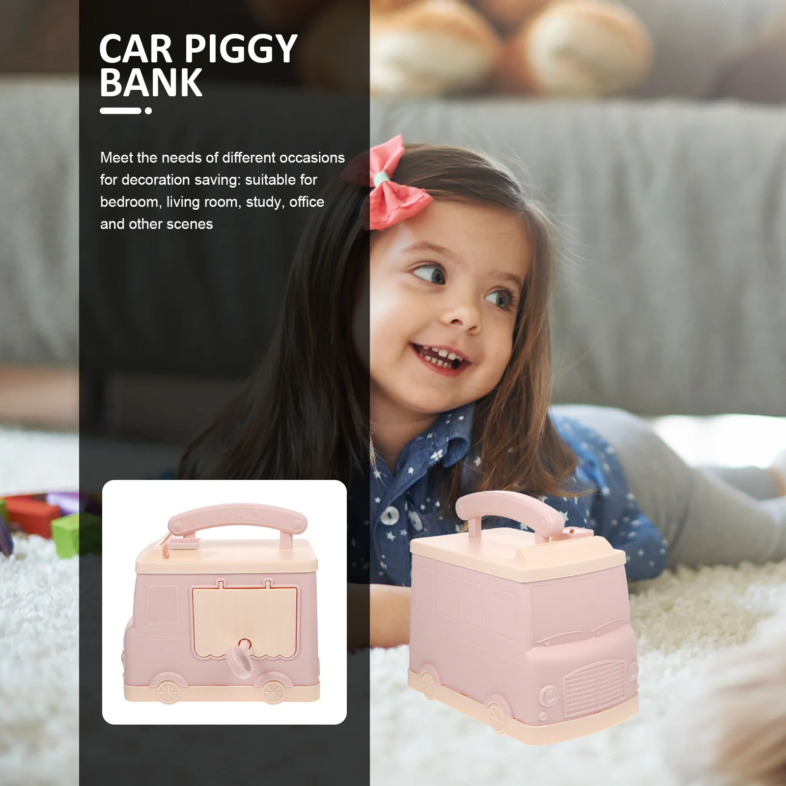 

Cute Car Shaped Piggy Bank for Kids Home Office Decor Saving Pot Durable Safe Material Festive Design Piggy Bank for Kids