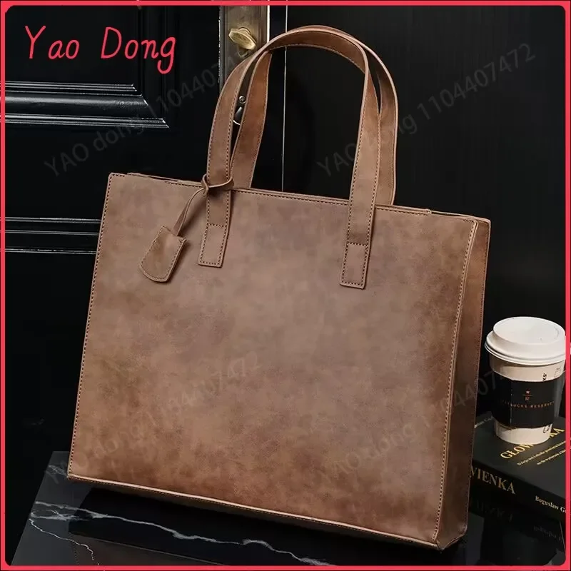 Yao Dong Luxury Soft Leather Handbag For Men Vintage Large Capacity Tote Bag Weekend Male Shoulder Messenger Bag Casual Crossbod